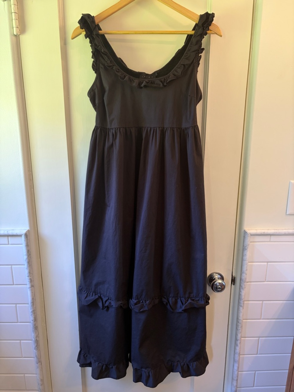Hatch Maternity Women's Tiered RAFAELA DRESS Black Cotton Size 1 (S/4-6)